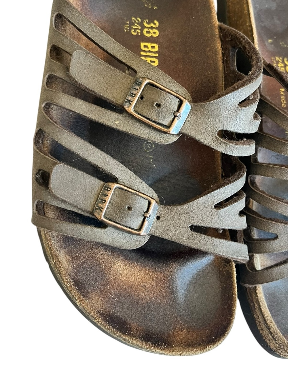 Birkenstock 38 Granada Sandals Brown Leather Round Toe Buckles Women's Size 7 - Picture 10 of 11